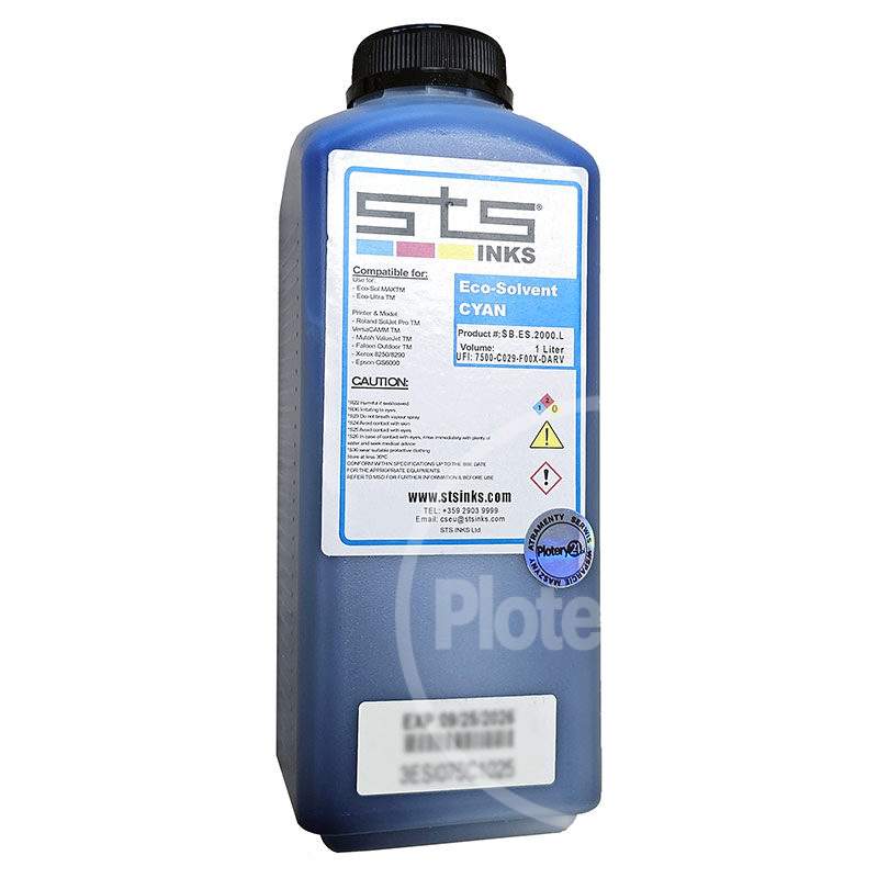 STS Inks Ecosolvent Atrament Tusz 1L 1000 ml CMYK Roland Mutoh Mimaki eko-solwent Made In USA 100% zgodny z oryginałem DX4 DX5 DX6 - obrazek 3