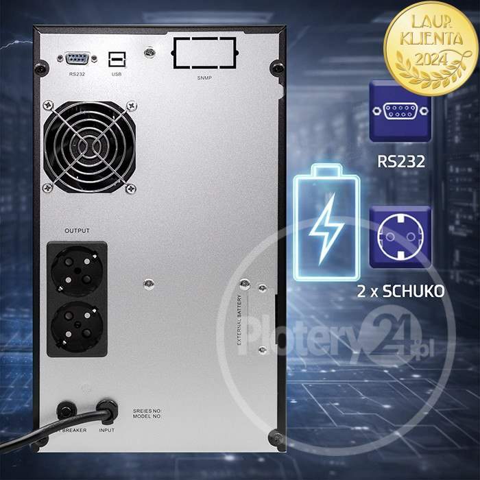 NOWY! Zasilacz awaryjny UPS do 3000W chwilowo / 2400W stale Qoltec czysty sinus stabilizator AVR - obrazek 2